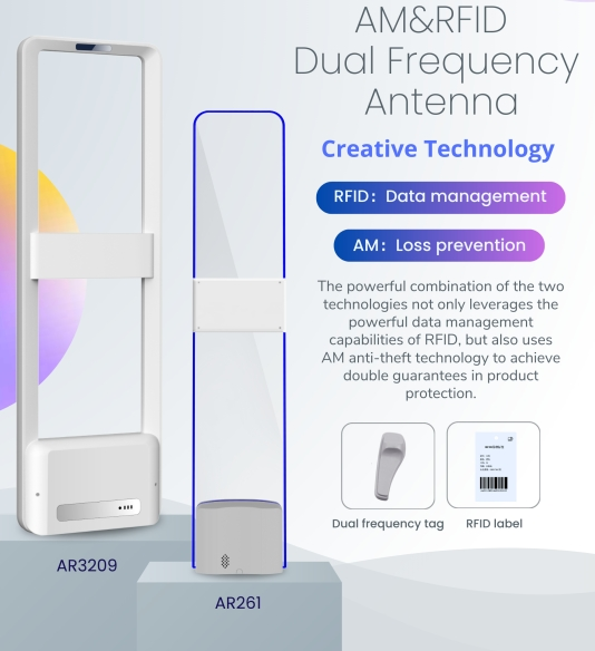 AM+RFID maiztasun bikoitzeko kanaleko atea, zapata eta arropa dendetarako gomendatua!